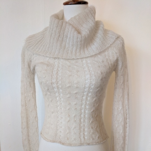 kenzie Sweaters - Kenzie Knit Mohair Sweater Turtleneck Cream XS